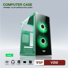 Vỏ case máy tính VSP V212 Xanh - Không kèm FAN
